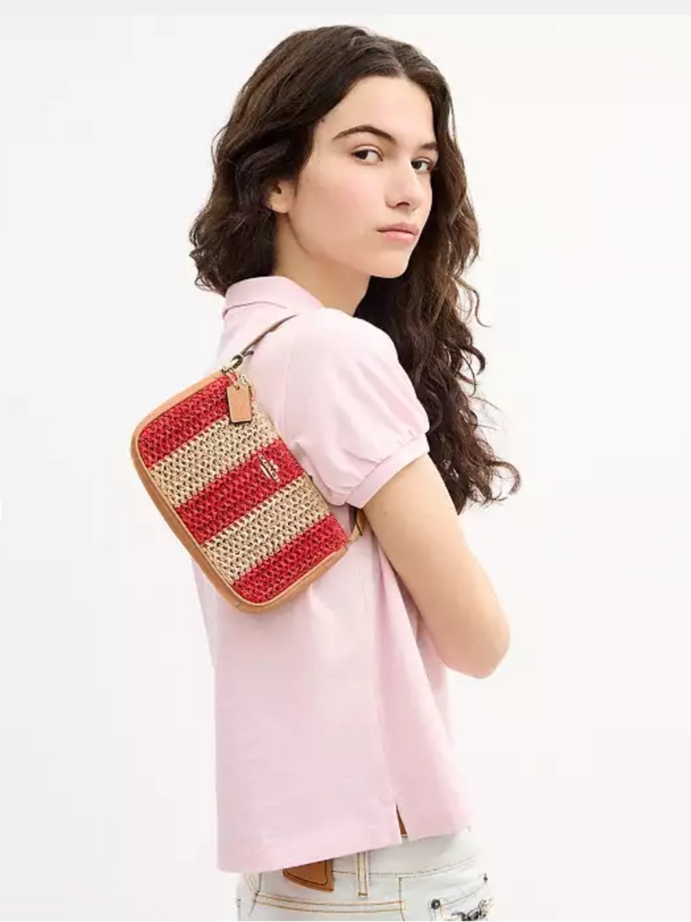 NWT Nolita COACH Strawberry & Tan Woven Crossbody Bag Giftable Holiday